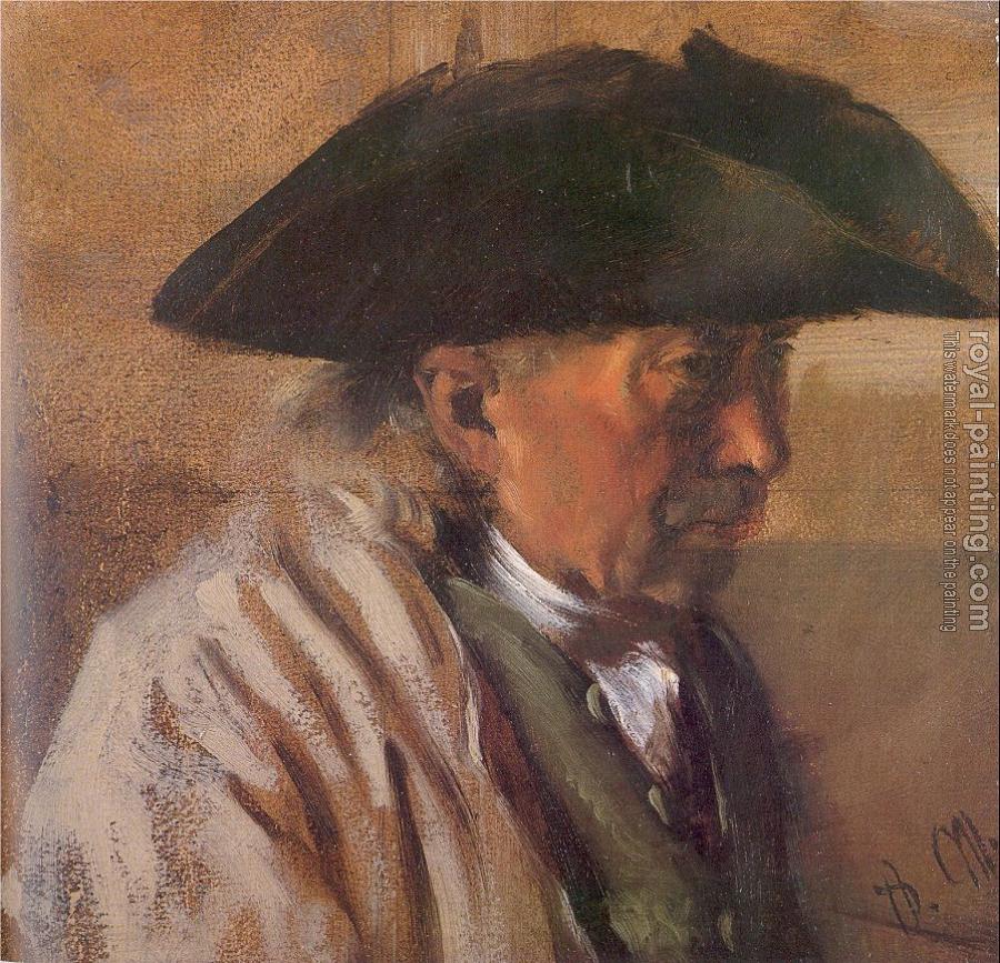 Adolph Von Menzel : Peasant with a Three-Cornered Hat
